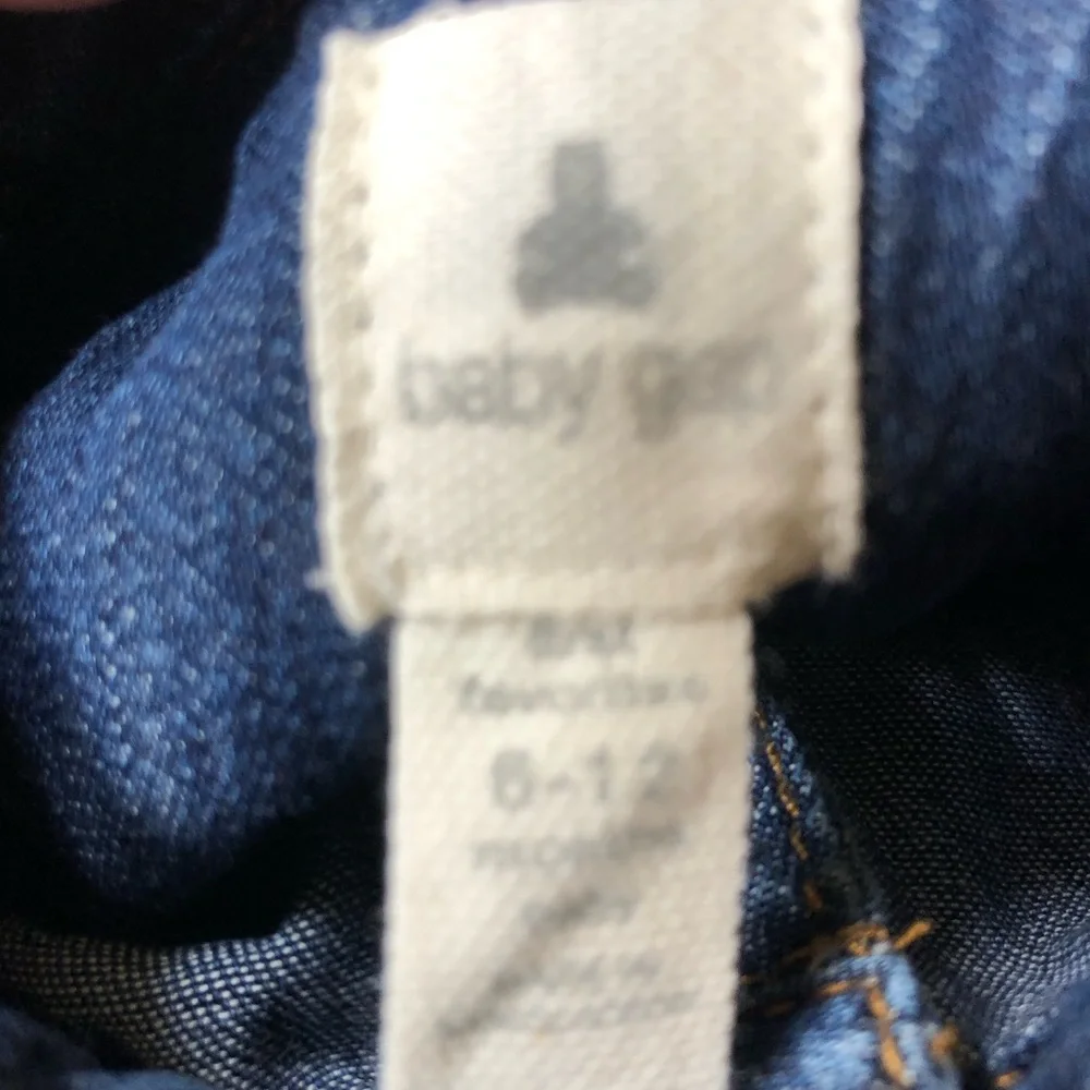 4/$20 Baby Gap Snap Up Denim Blue Jeans Long Sleeve & Pants Jumpsuit Sz 6-12 Mo